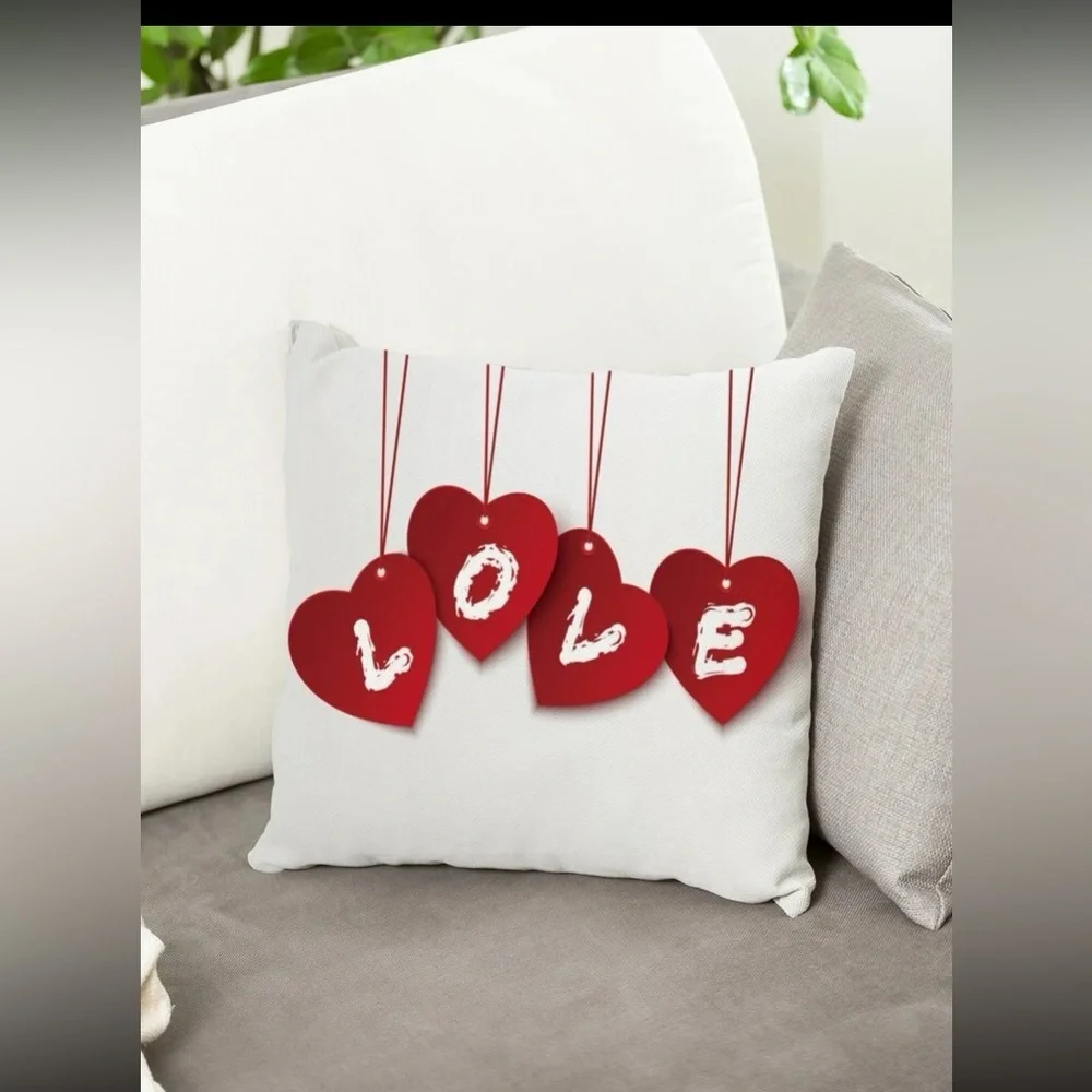 Heart & Letter Graphic Cushion Cover Without Filler new